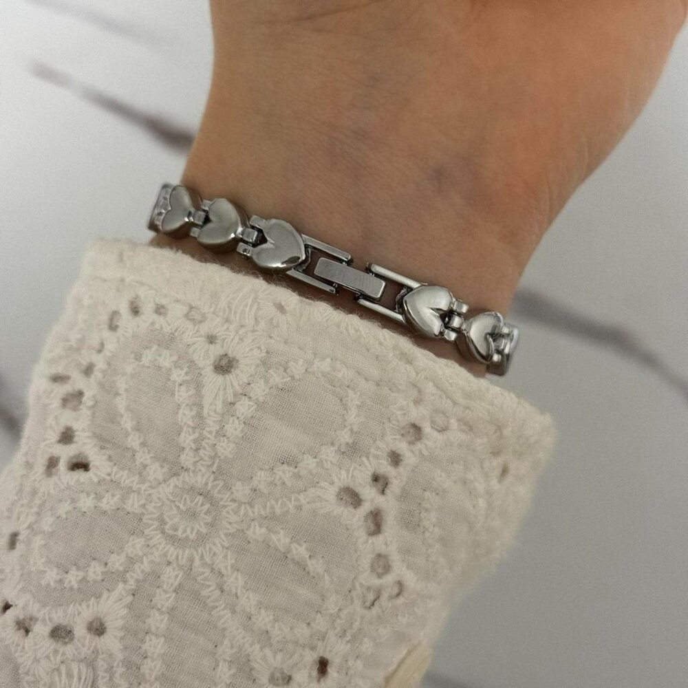 sku0148 Retro Silver Pink dial Heart Charm Women Watch Bracelet + gift box - Picture 4 of 7